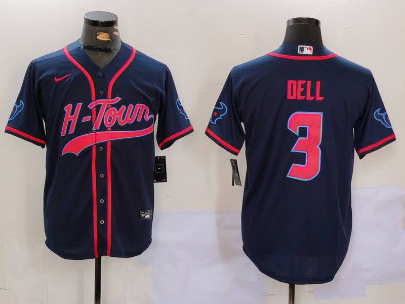 Men Houston Texans 3 Dell Blue Second generation joint name 2024 Nike Limited NFL Jersey style 3